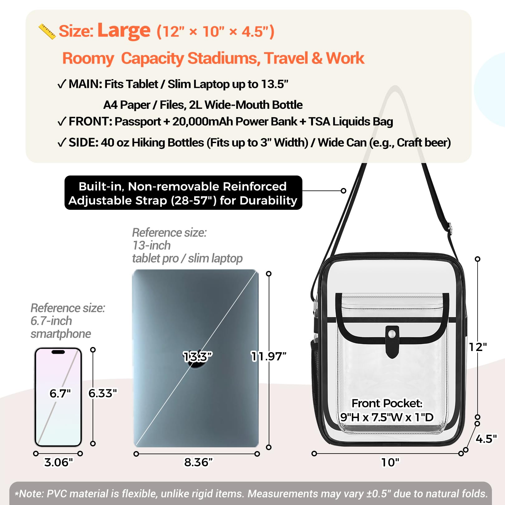 SPODEARS Clear Bag Stadium Approved Crossbody Purse, Small Clear Tote Bag for Concert Festival Work Sports Events