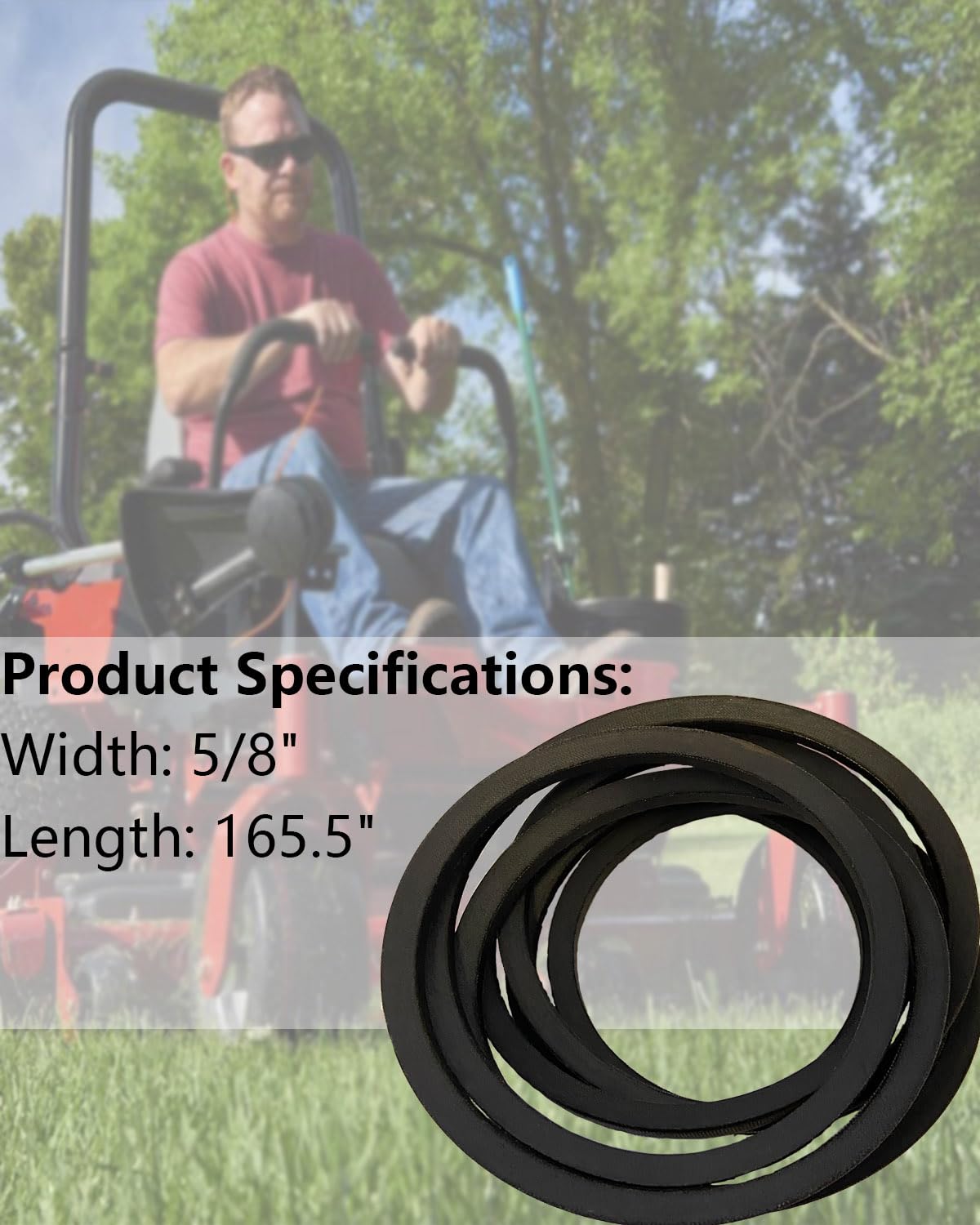 5/8" x 166" Lawn Mower Deck Belt Fit for Toro 74447TE 74450 74453 74453TE 74456TE 74460 74465 74465TE, 74490 74495 77248 77280 78450 Replace 133-7075 126-7731 V-Belt