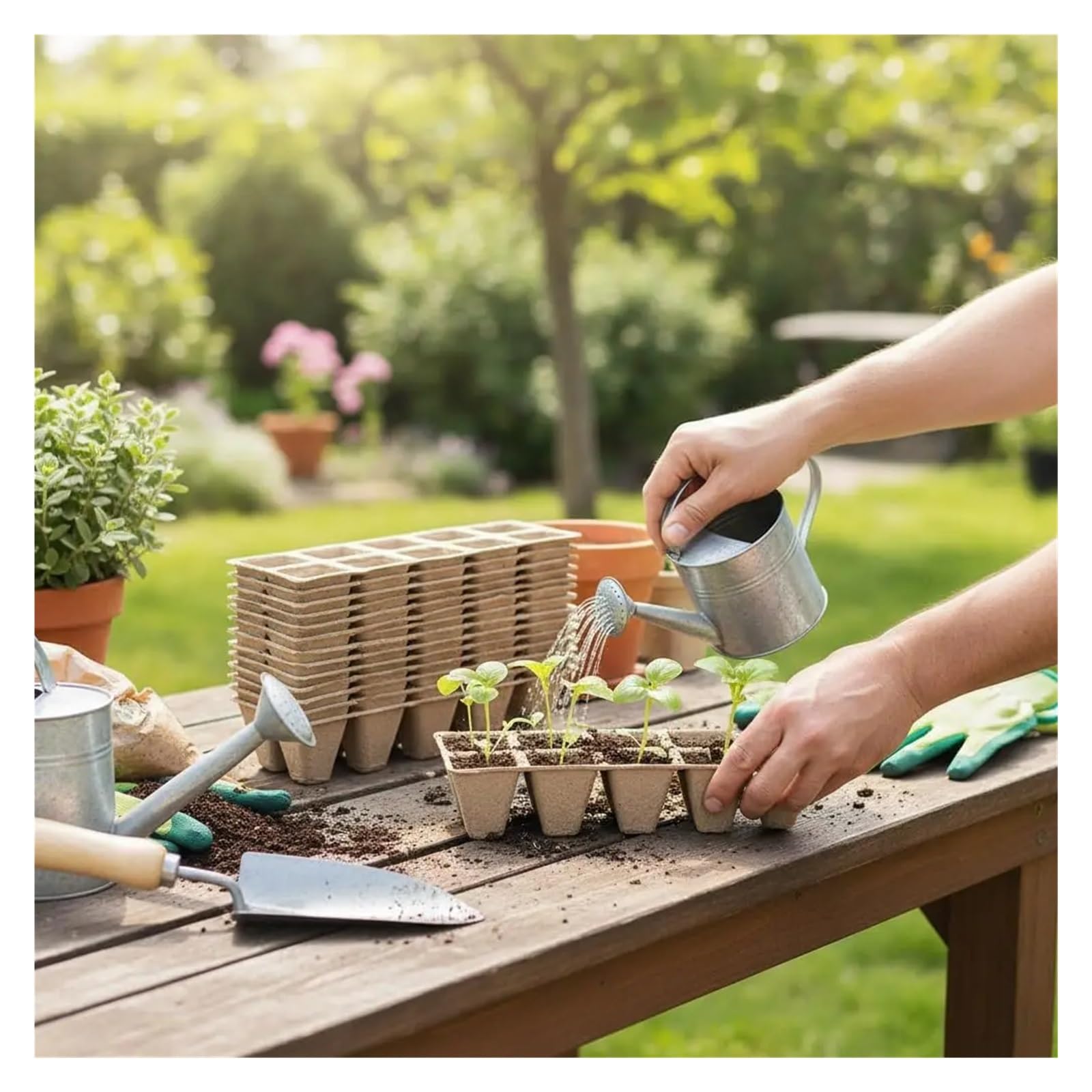 Plaque Semis Plateaux de semis, conteneurs, gobelets à pulpe, Outils de Germination des Plantes de Jardin, 20/40 pièces(Brown-40PCS 3)