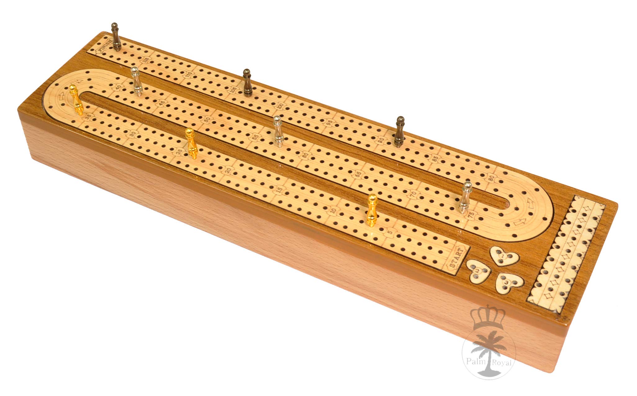 Buy Palm Royal Handicrafts 3 Track Continuous Cribbage Wooden Cribbage Board Made with le Wood
