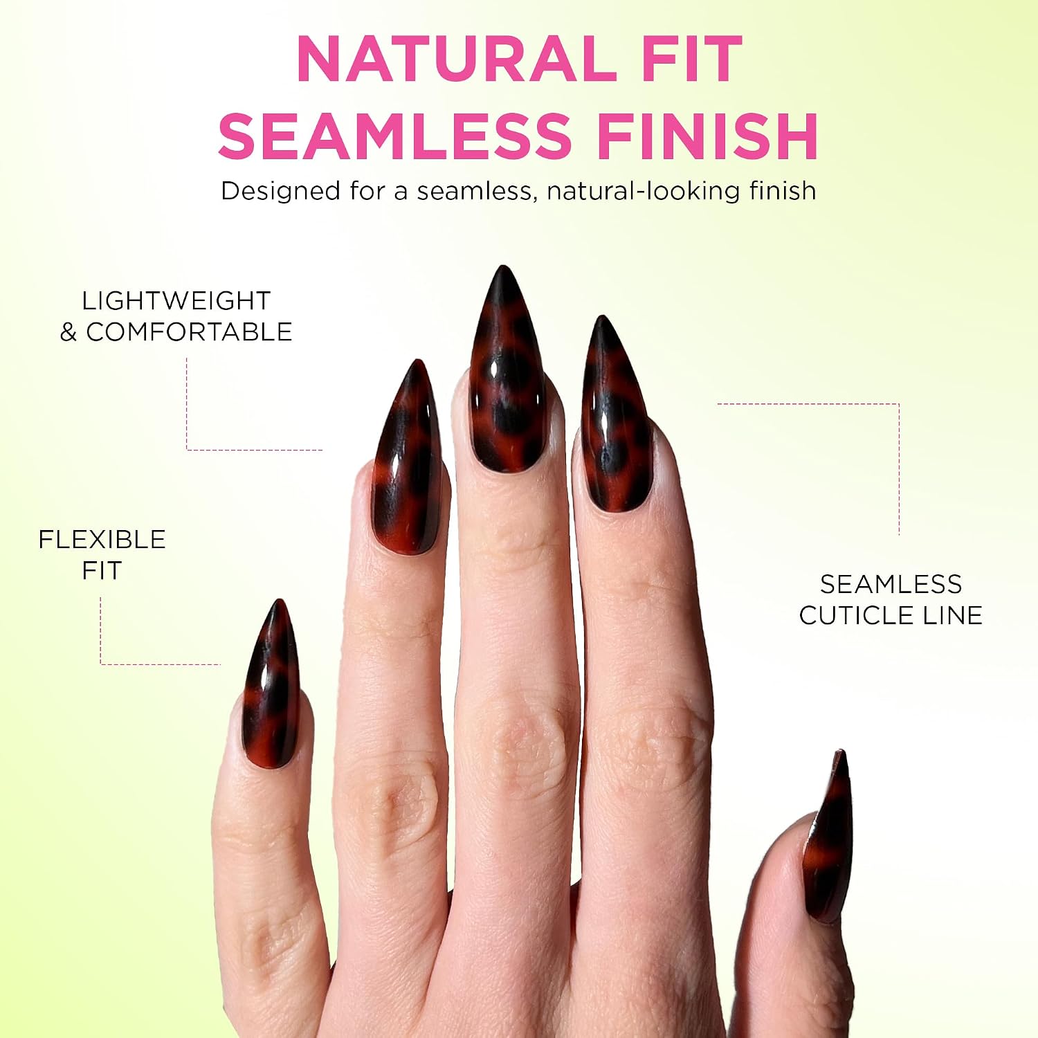 PaintLab Tortoise Shell Press On Nails, Stiletto, 30ct