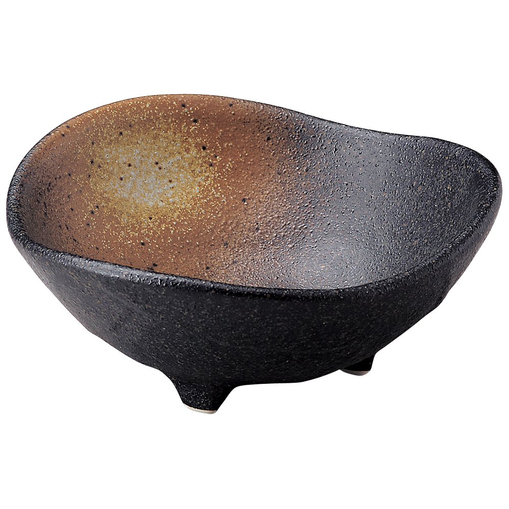Amazon.co.jp: 山下工芸 黒備前吹三ツ山三ツ足小鉢 φ10.2×4.8cm