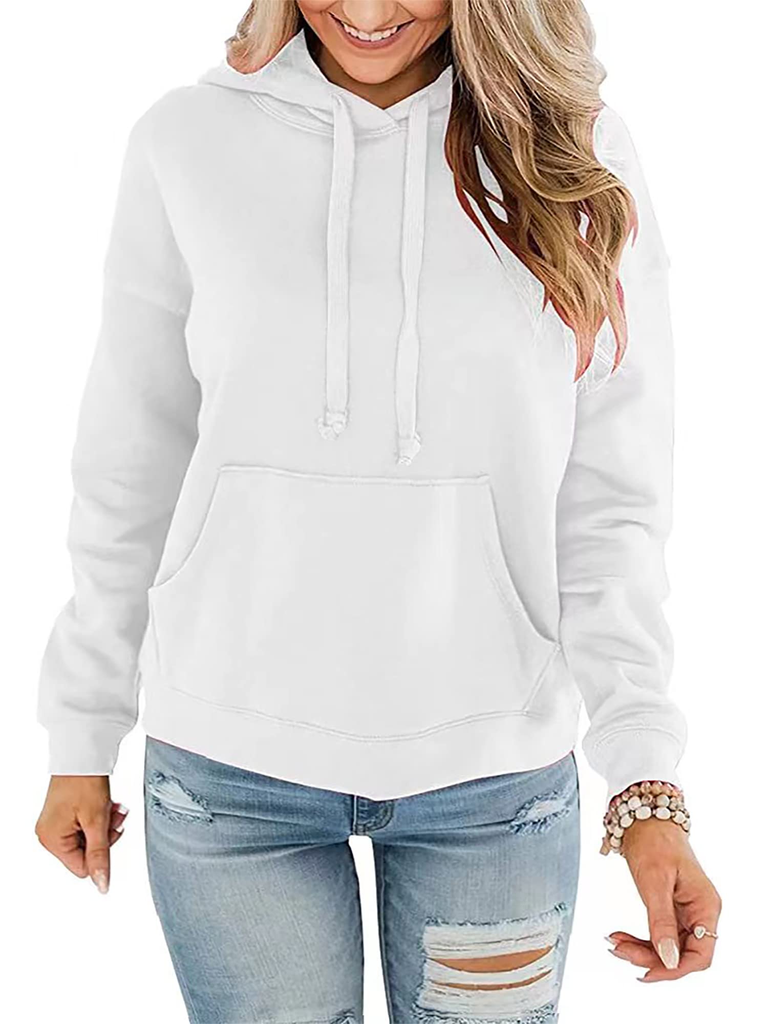 STOLKISS Women Hoodies Pullover Casual Thin Sweatshirts with Pockets Loose Fit Long Sleeve Drawstring Design Hoody Sweatshirt