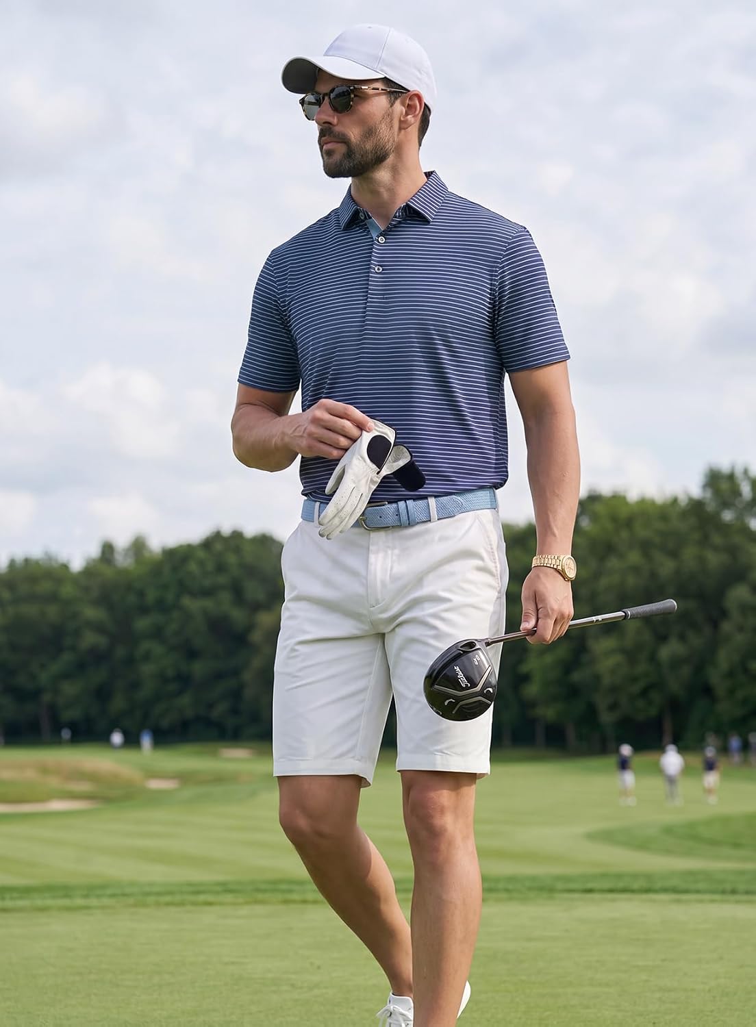 Polo Shirts for Men Moisture Wicking Golf Shirts Striped Short Sleeve Dry Fit Sports Men's Polo Shirts image 3