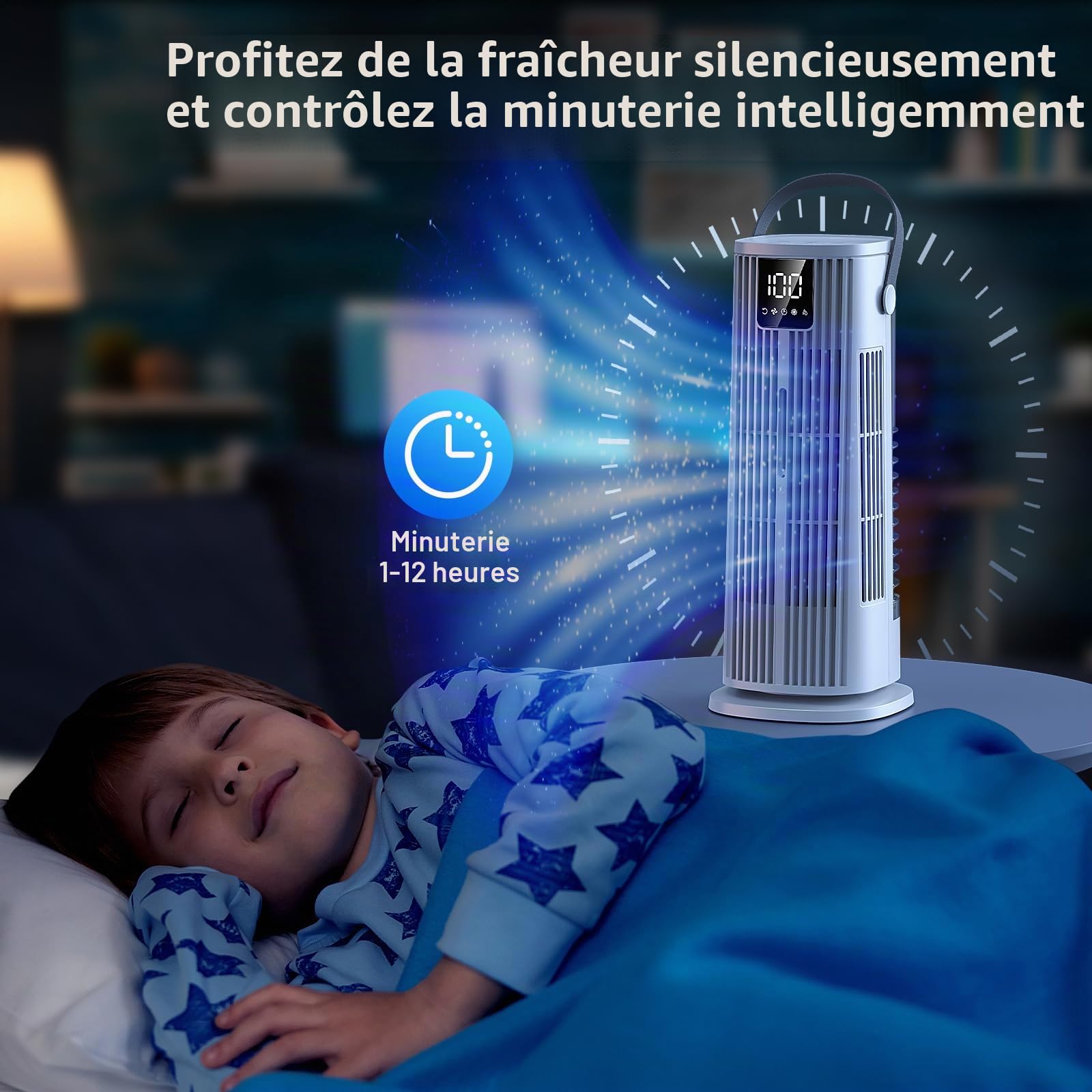 Climatiseur Mobile 1350ml avec Télécommande, Refroidisseur d'air 3 en 1, Climatiseur Portable avec 4 Vitesses, Minuteur 2-8H, Mini Clim pour Chambre à Coucher/Bureau