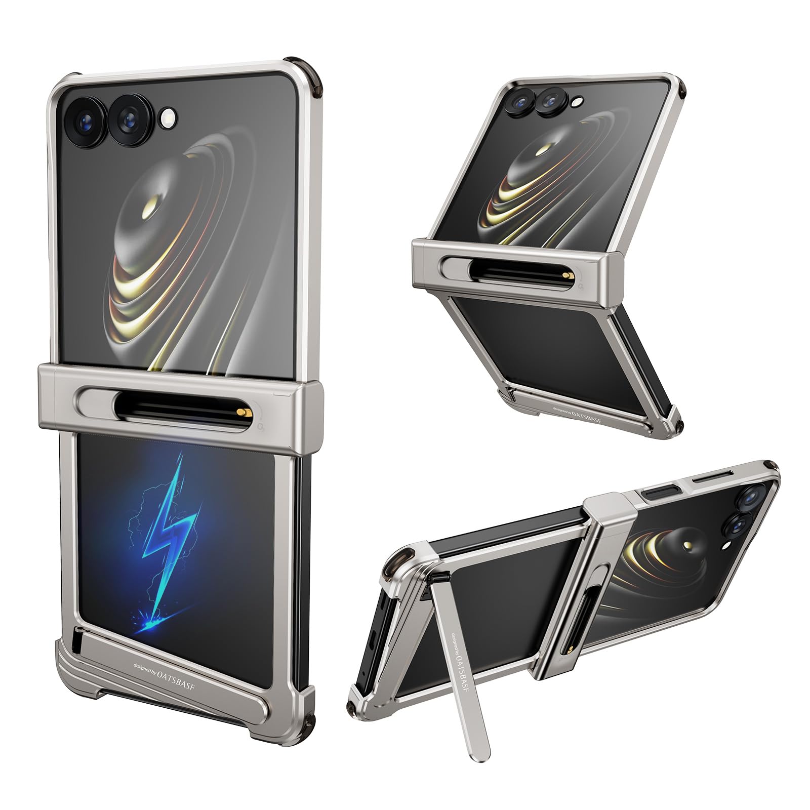 Custodia per Samsung Galaxy Z Flip 7, senza cornice, con supporto magnetico, in alluminio, sottile, a dissipazione del calore, antiurto, protettiva, per Samsung Z Flip 7 (argento)