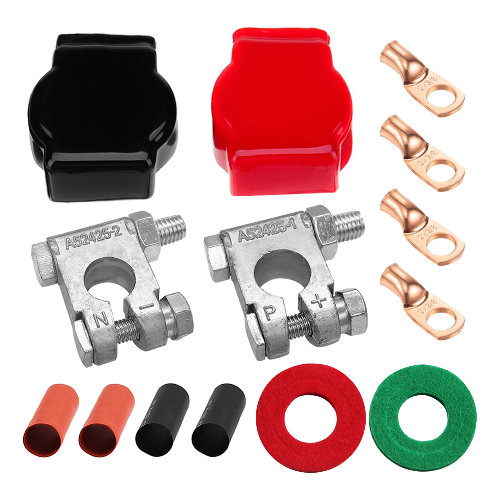 Kit Bornes De Batterie Militaire Ampper - Cosses Et Cache Bornes Pour Voiture, Bateau, Camping-car