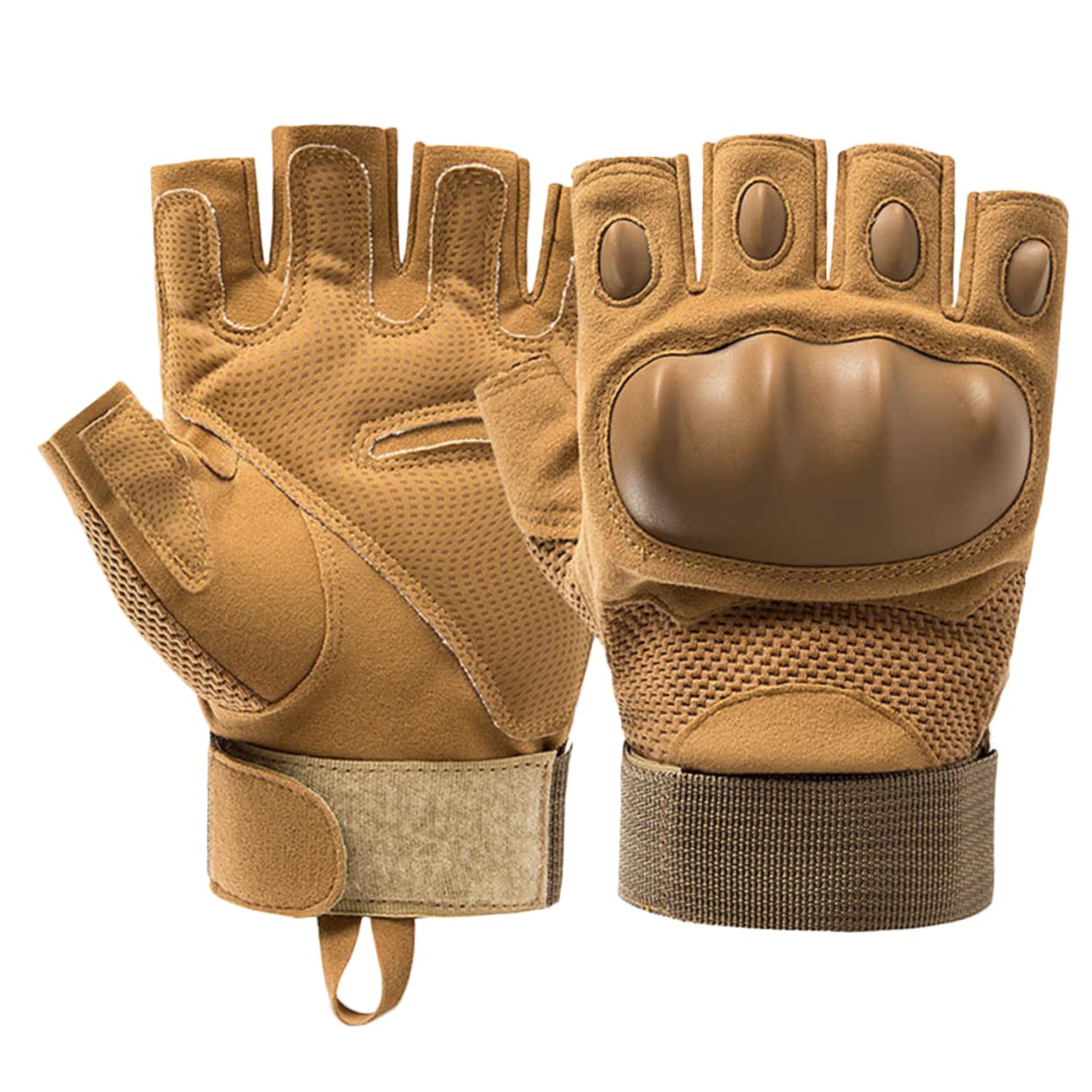 ifundom 1pair Half Finger Wear-Resistant Fitness Gloves for Outdoor Sports Non- Cycling Mitts for Men Women Breathable Design Material for Mountain Climbing Fitness Activities XL Khaki