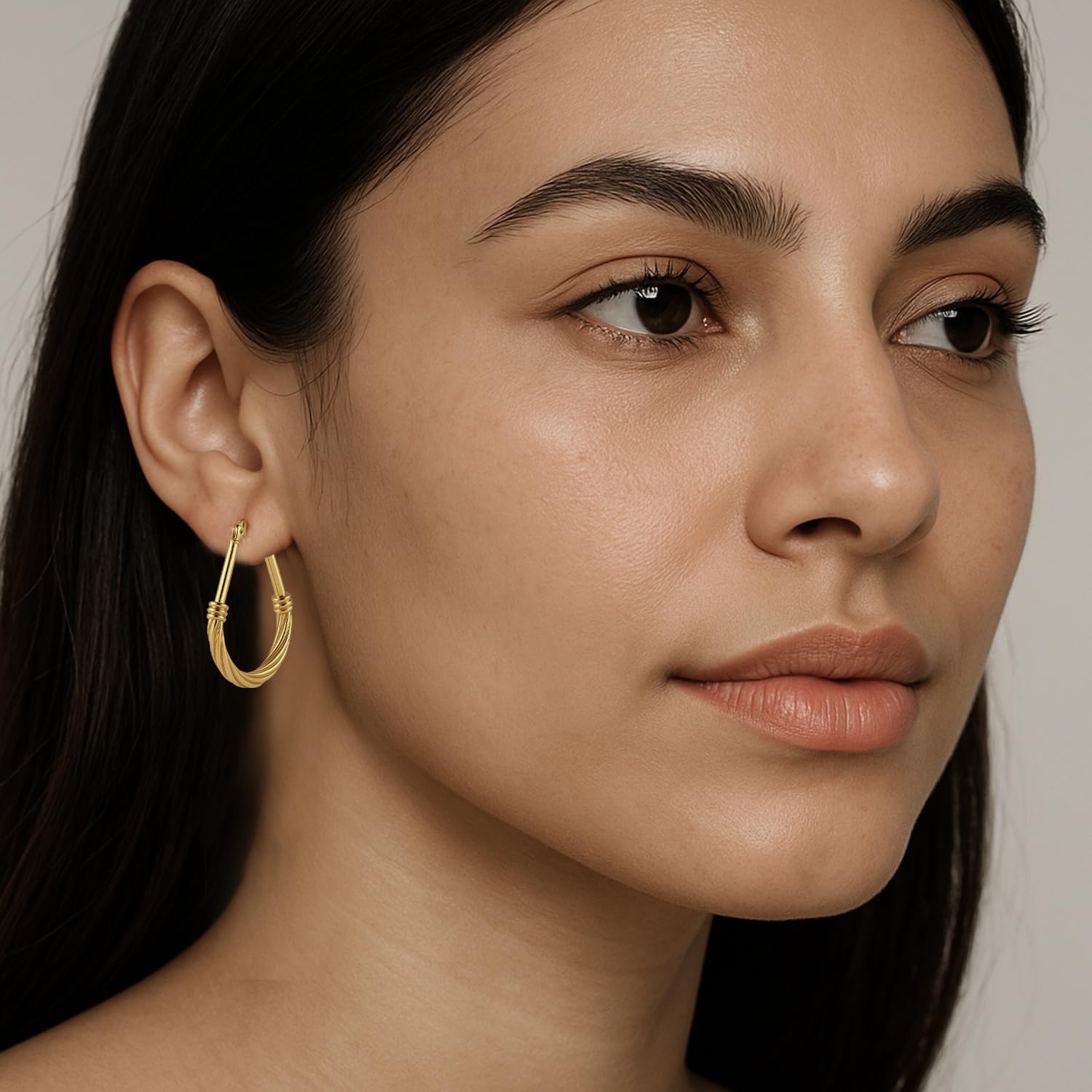 LeCalla 925 Sterling Silver Hoop Earrings for Women | Italian Design Classic Diamond-Cut Textured Hoops Earring | Women's Oval Drop Shape Silver Earring Jewelry - Image 2