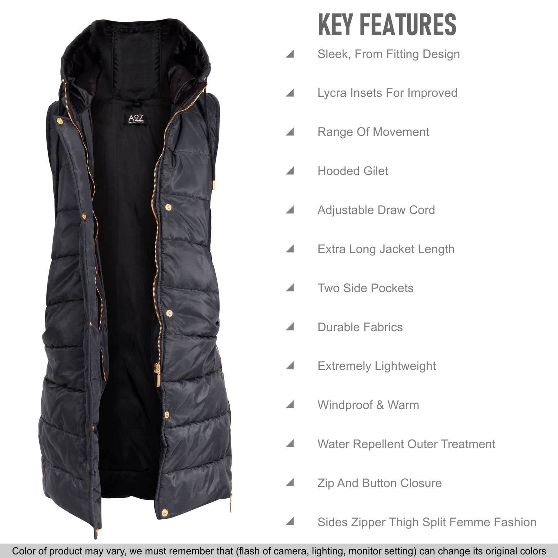 A2Z Kids Mädchen Runter Weste Mode Übergroß Mit Kapuze Gesteppt Gilet Gepolstert Lang Linie Weste Jacke Lang Ärmellos Mantel Alter 5-13 Jahre