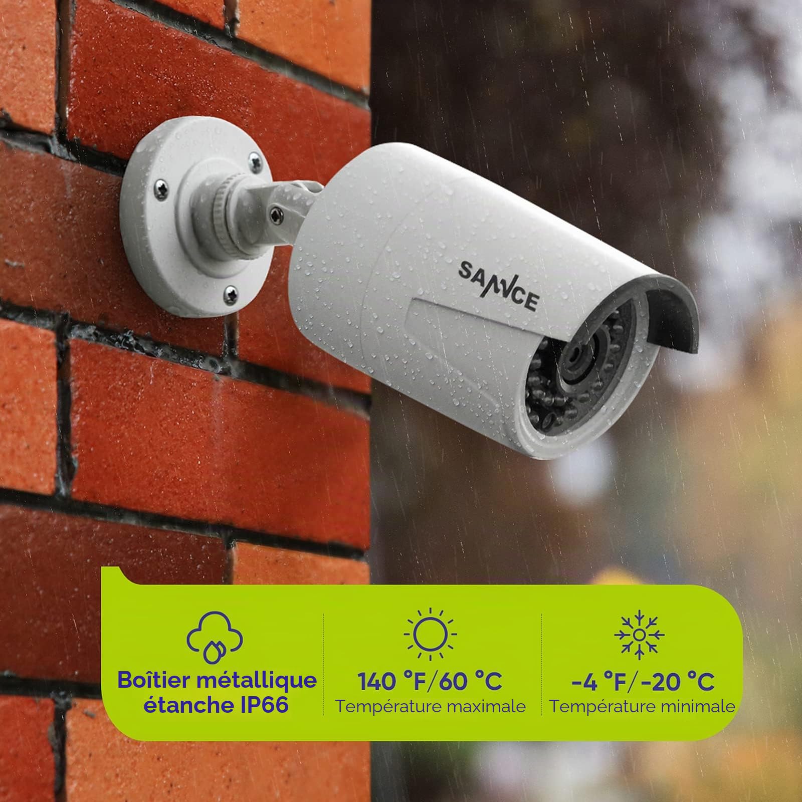SANNCE 8CH PoE Kit Caméra de Surveillance Extérieure, 4K 8CH NVR Enregistreur avec 1To et 4X 3MP IP PoE Caméra de Vidéosurveillance, Détection de Personne/Mouvement, Vision Nocturne 30m avec Audio