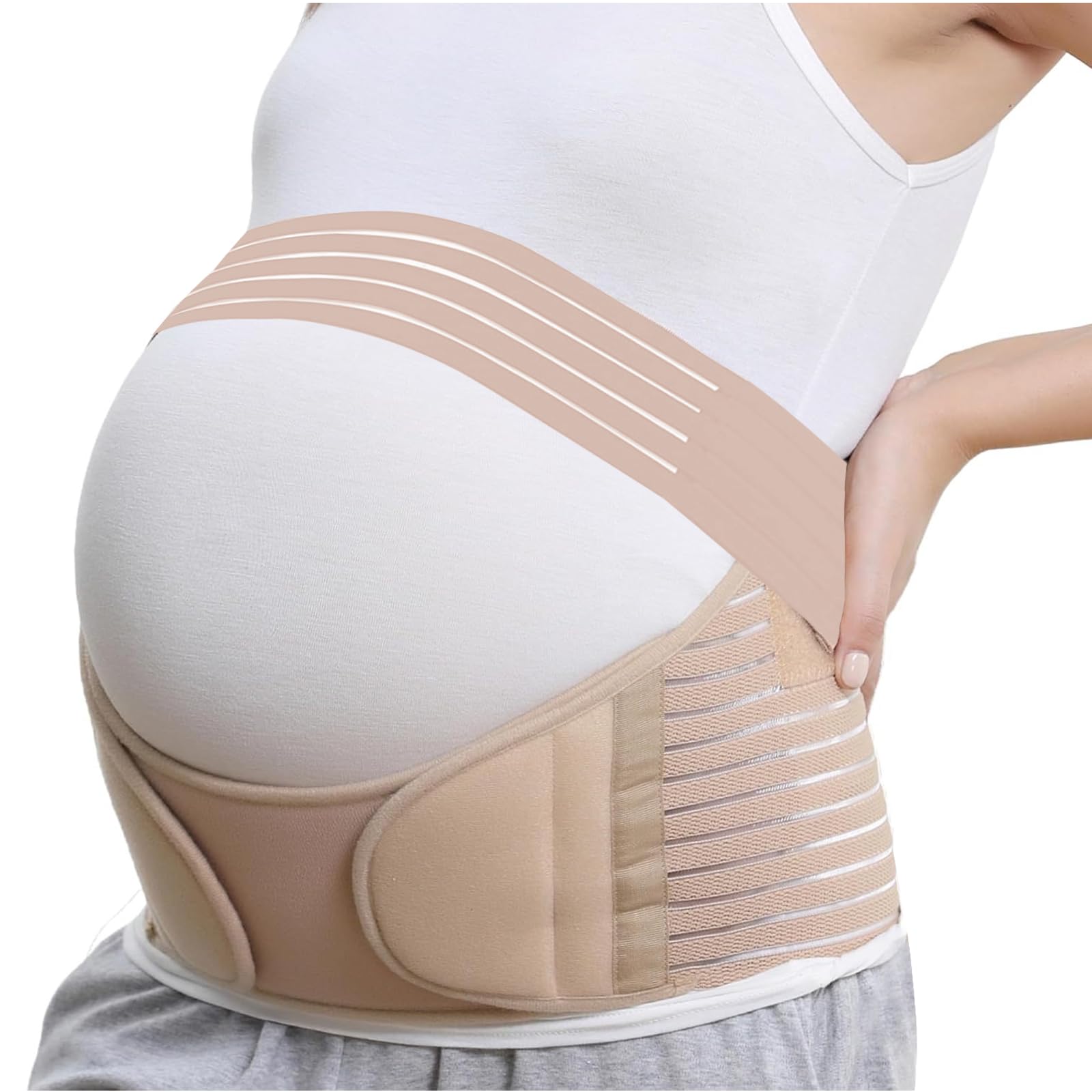 Janety Pas ciążowy, wsparcie lędźwiowe, ergonomiczny pas ciążowy dla kobiet w ciąży, pas ciążowy Pas podtrzymujący miednicę (beżowy, M)