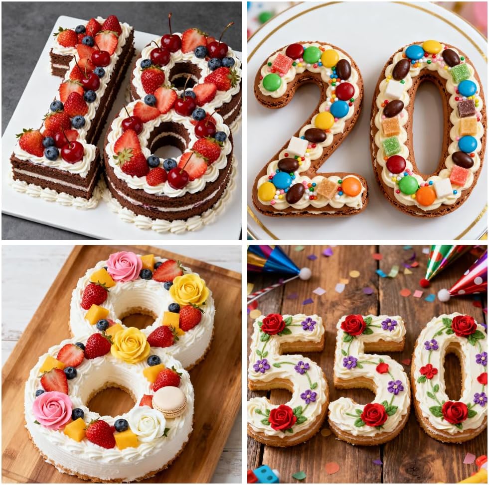 Number Cake Mold Baking Forms Moulds, 9 Pieces 0-8 Cake Number Stencils, 14 Inch Numbers Cake Pans, Flat Plastic Mold Numerical Templates Cutting for DIY Cakes Cookies Pastry Home Party Supplies