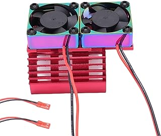 Walmeck Ventilador de Refrigeración de Motor RC Adecuado 380 540 550 Disipador de Calor Ensanchado DC 7V Ventiladores Dobles de Alta Velocidad 36mm para Coche RC (rojo colorido)