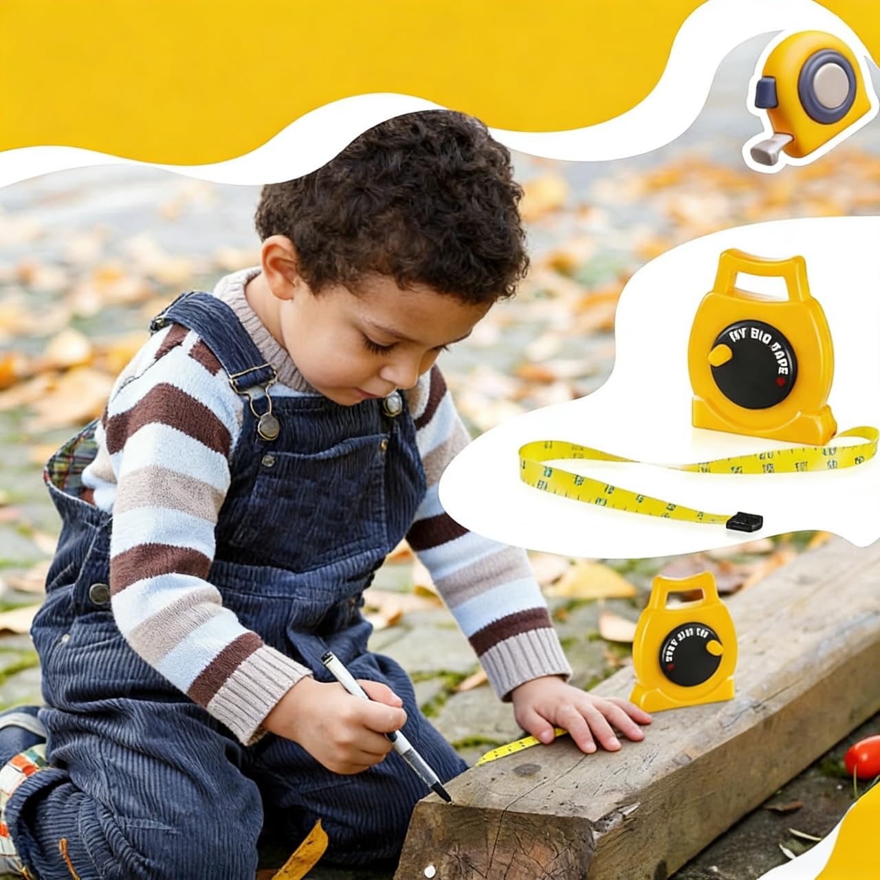 NOLITOY Kids Measuring Tape Retractable for Body Measurements, Soft Easy to Read Digital Tape Measure for Construction - Educational Learning - Back to School (Yellow,1M)
