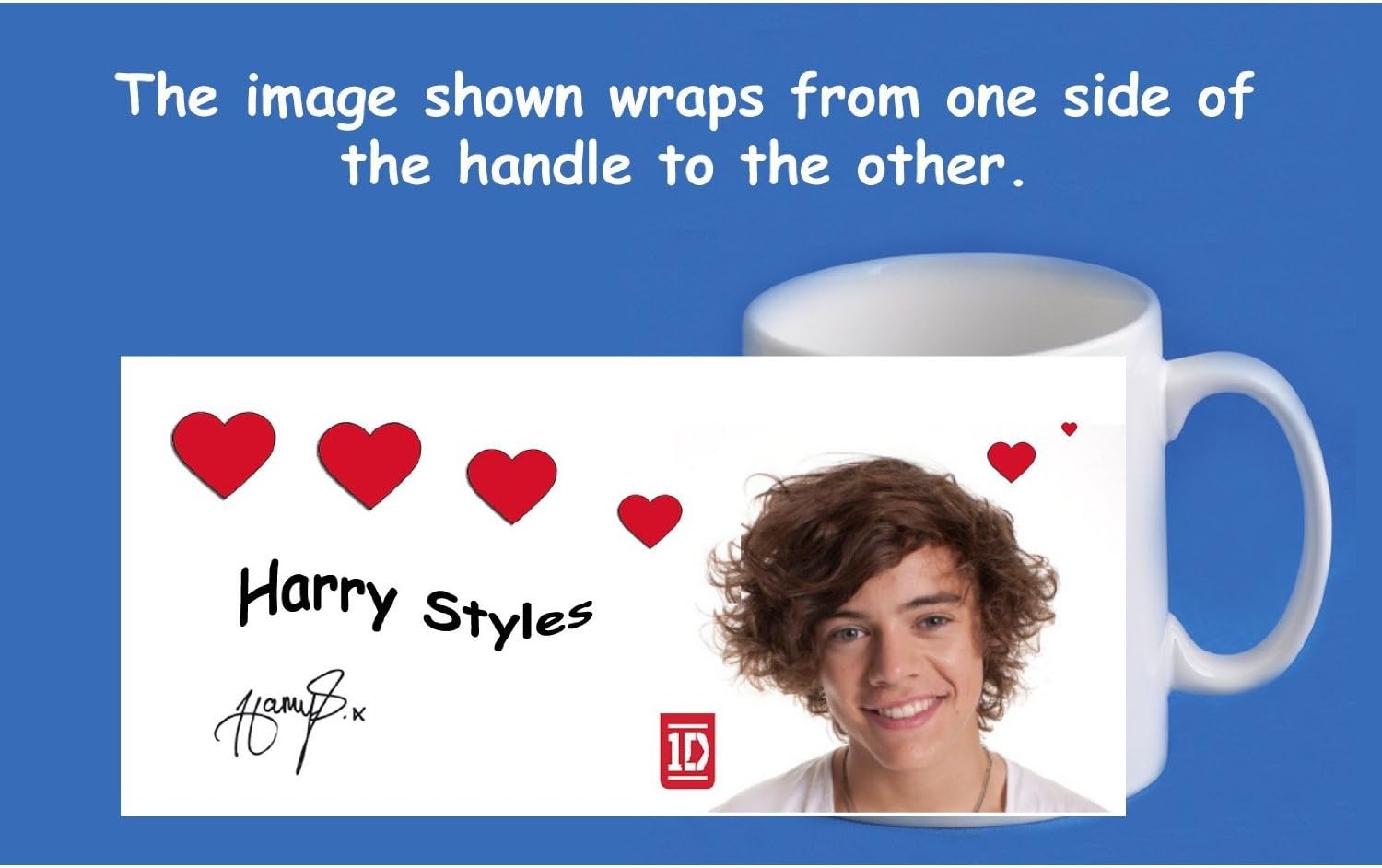 Harry Styles - One Direction Mug / Cup - 80mm diameter x 92mm high (11oz)