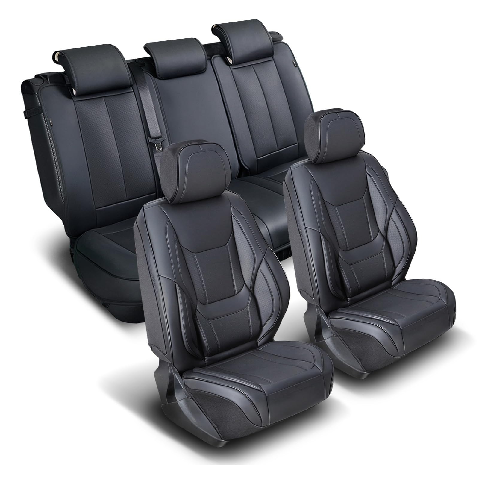 Coverland Custom Car Seat Covers Full Set for [2015-2026 Hyundai Sonata] - Protector Car Seat Cover Water Resistant Leather Memory Form Back Support