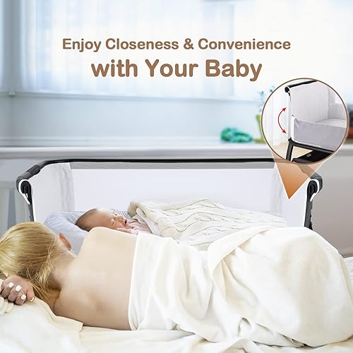 Miniatura 3 de Sailnovo Baby Bassinets Bedside Sleeper Bedside Bassinet for BabyNewborn, Baby Bedside Sleeper with Washable Mattress and Storage Basket, Safe