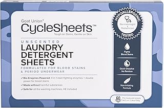 Goat Union CycleSheets Fragrance-Free Laundry Detergent Sheets | Dermatologist & Pediatrician Tested | Bio-Based Enzymes | Hypoallergenic, Gentle on Skin | Tackles Tough Stains, 60 Ct