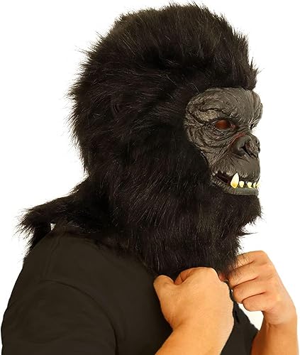 Miniatura 2 de Máscara de cabeza de gorila de animales, disfraz de mono novedoso para Halloween, accesorios de fiesta