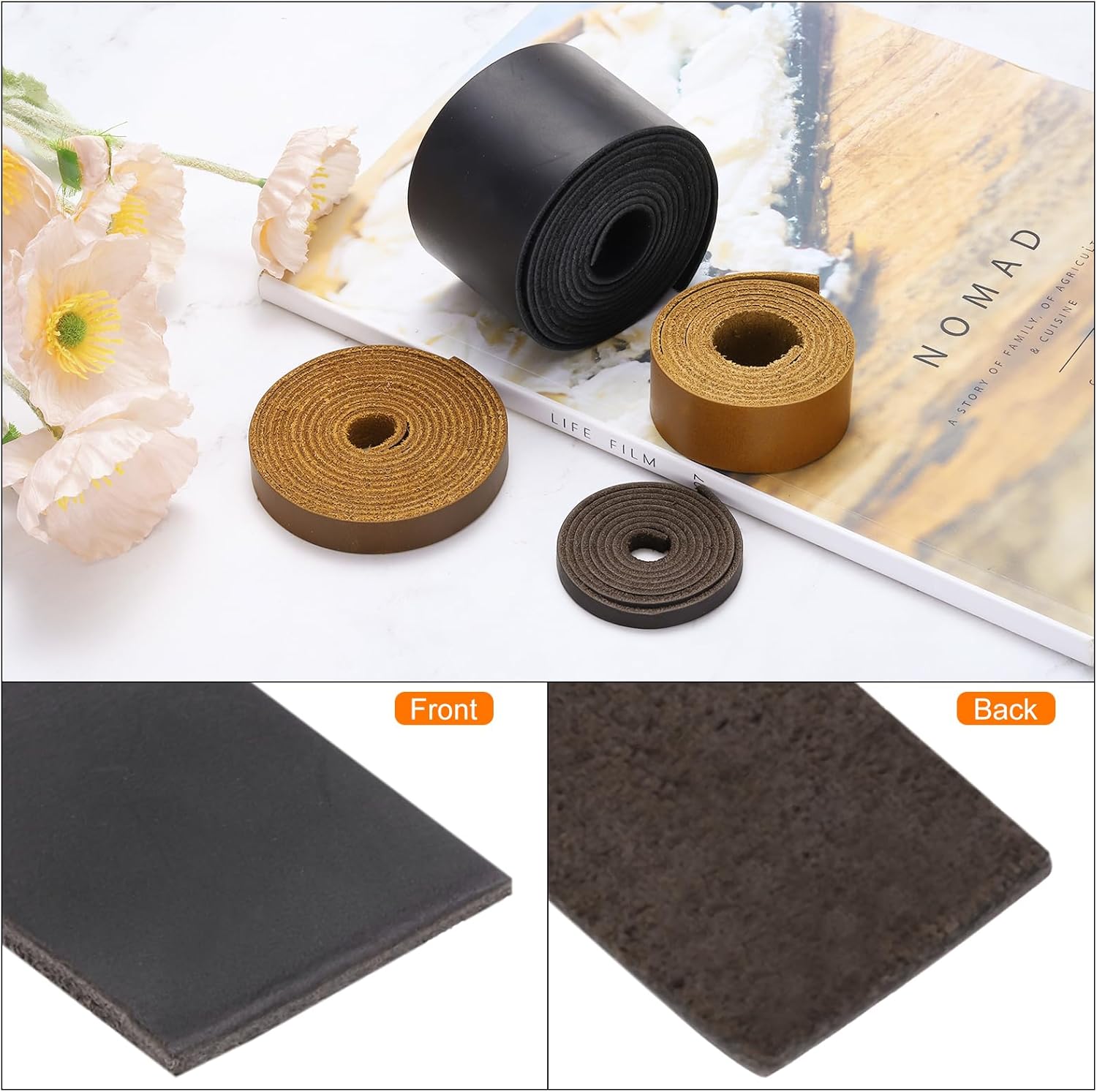 Flat Leather Strip,2 Inch Wide 72 Inch Long Leather Cord PU Faux Leather Strips Strap,[for DIY Craft Making Sewing Belts Wallets Bag Jewelry Projects ]-Dark Coffee