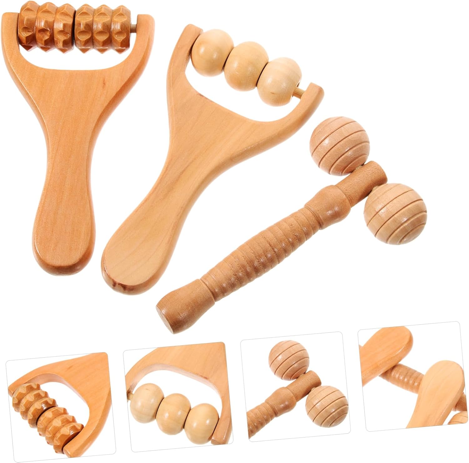 3pcs Wooden Foot Massager Rollers Manual Back and Shoulder Massager Tool for Muscle Relaxation and Stress Relief Durable Design for Home and Office Use