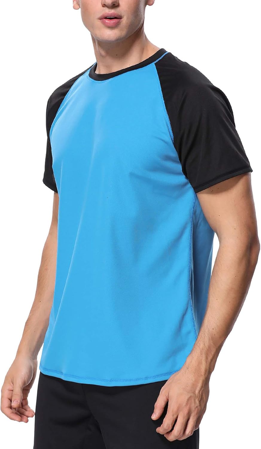 Charmo Mens Sun Protection Swim Shirts Rash Guard Swim Tee Short Sleeve Swimwear: Clothing