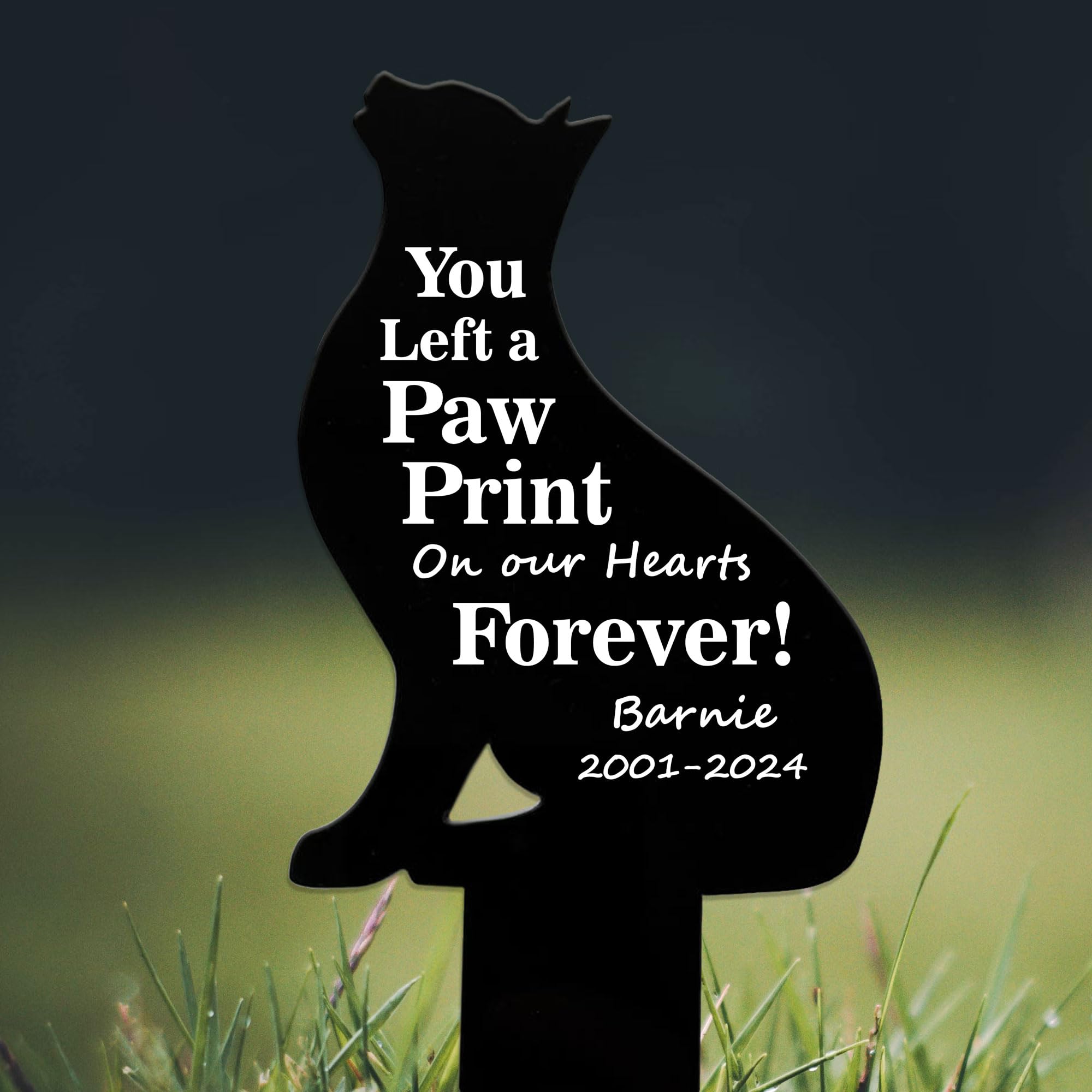 RED OCEAN Personalised Cat Memorial Gifts Custom Pet Memorial Plaques Grave Marker Pet Bereavement Gifts Black Acrylic Plaque Garden Decoration Burial Stake Plaque Gifts for Loss of Cat Kitten