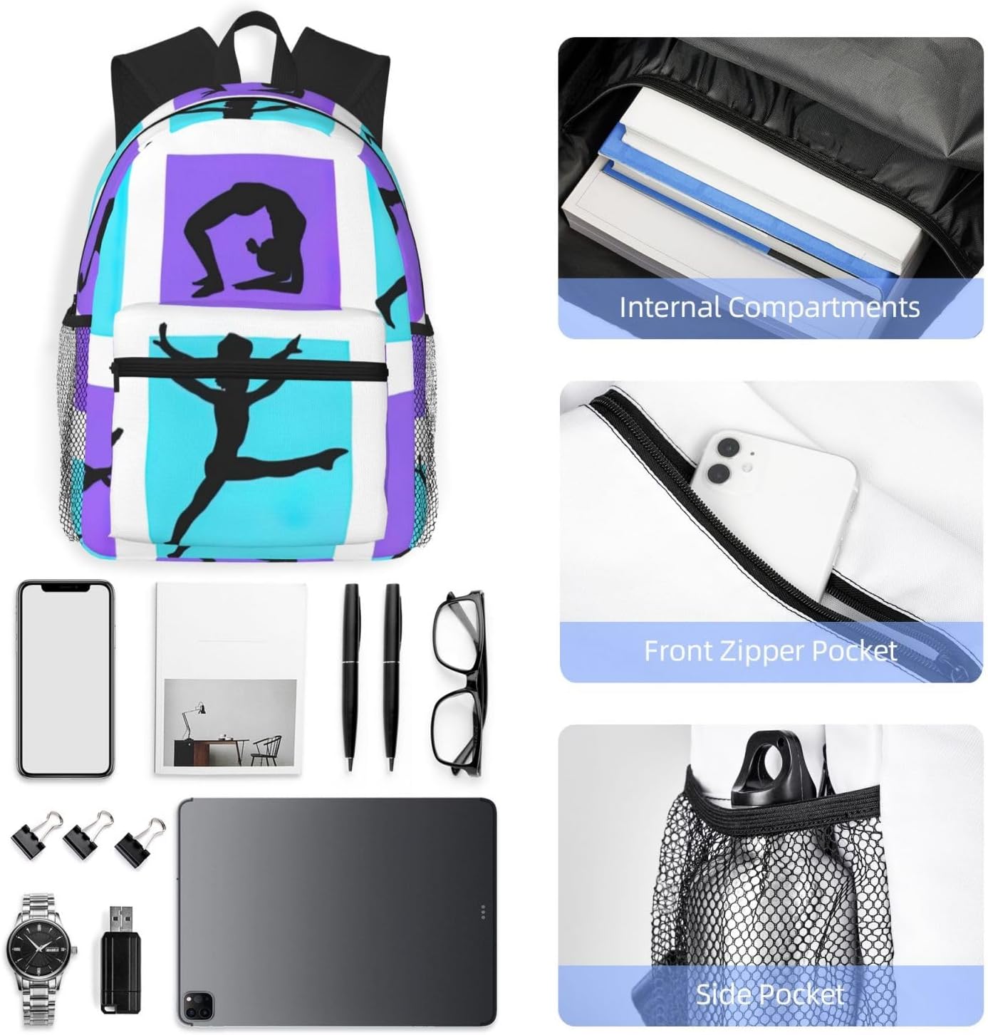 Gymnastics Game Print Backpack For Men And Women Lightweight Backpack Casual Daypack For Workplace Travel