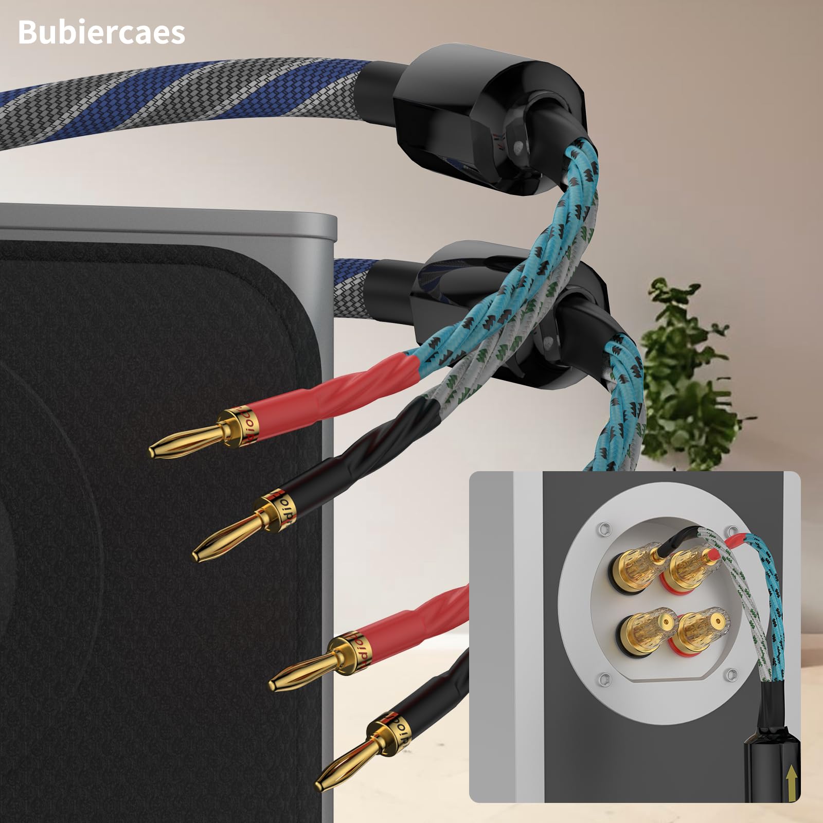 Cavo per altoparlante HiFI in rame privo di ossigeno, connettore a banana in ottone dorato, coppia 1,5 m