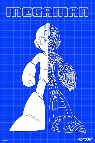Mega Man Blueprint Art Video Game Video Gamer Classic Retro Vintage 90s Gaming MegaMan Capcom Legacy Collection Megaman 11 Mega Man X Dr Wily Cool