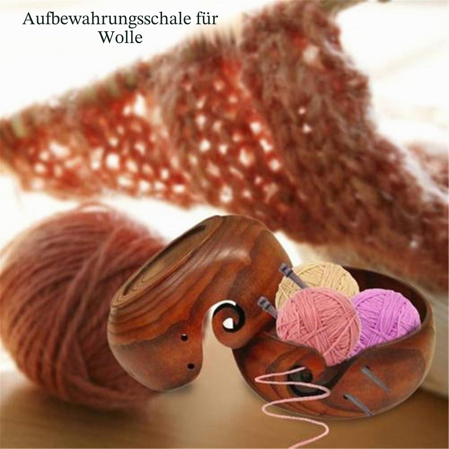20,3 cm Garnschale aus Palisanderholz, Wolle, Garnhalter, Aufbewahrungsschüssel, Aufbewahrungsschüssel aus Draht, Haken, Zubehör für Stricken und Häkeln #2
