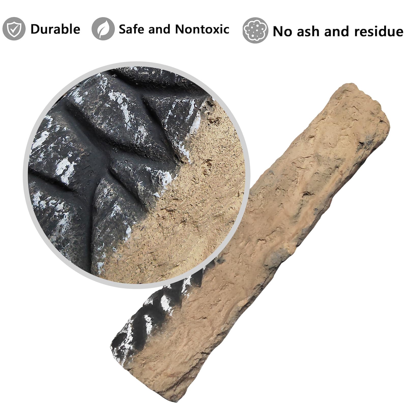 Set di 10 grandi ciocchi in ceramica per caminetto a bioetanolo, senza fumo, decorativi, resistenti al calore, impilabili, effetto legno per focolare, propano, elettrico, gas, inserto di