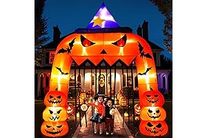 AerWo 12FT Giant Halloween Archway with LED Lights Halloween Outdoor Party Decor