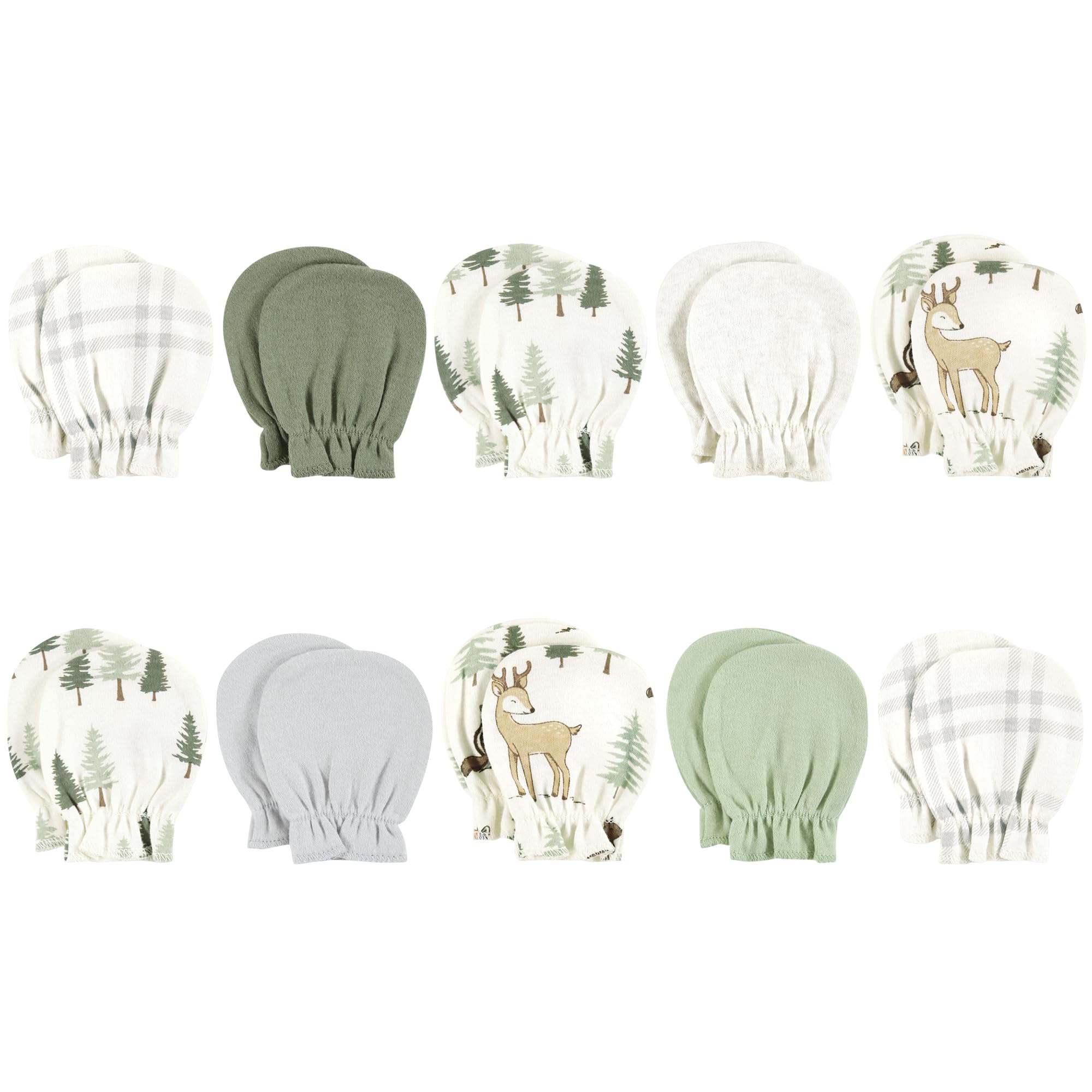 Hudson BabyUnisex Baby Cotton Scratch Mittens, Forest Animals, 0-6 Months
