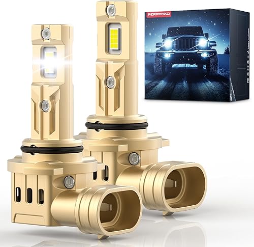Upgraded 9006/HB4 Bulb, 60,000H Lifespan, 8X Ultra-Brightness, 46,000LM, 1:1 Halogen Mini Size, 6000K White, IP68, Aerospace Aluminum Connectors, Fast Plug, 2-Pack