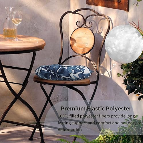 Miniatura 5 de DYTXIII Juego de 2 cojines redondos para sillas de exterior con lazos de 15 x 15 pulgadas, cojín suave de repuesto impermeable para decoración del
