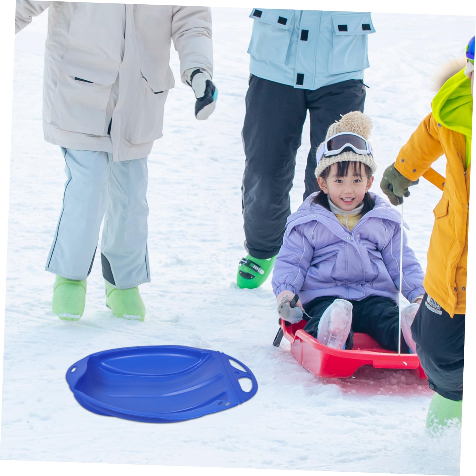 Milisten Slitta da Plastica Blu, Slittino per Adulti e Bambini