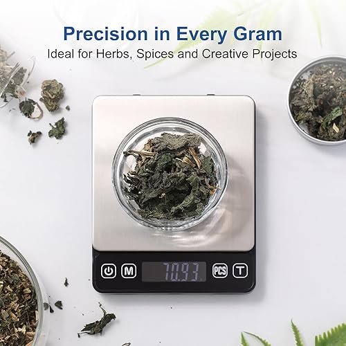 Vista 5 de K KitchenTour - Báscula digital de cocina - 500g/0.01g Balanza de alta precisión multifunción para alimentos, carne, joyas, laboratorio, quilates