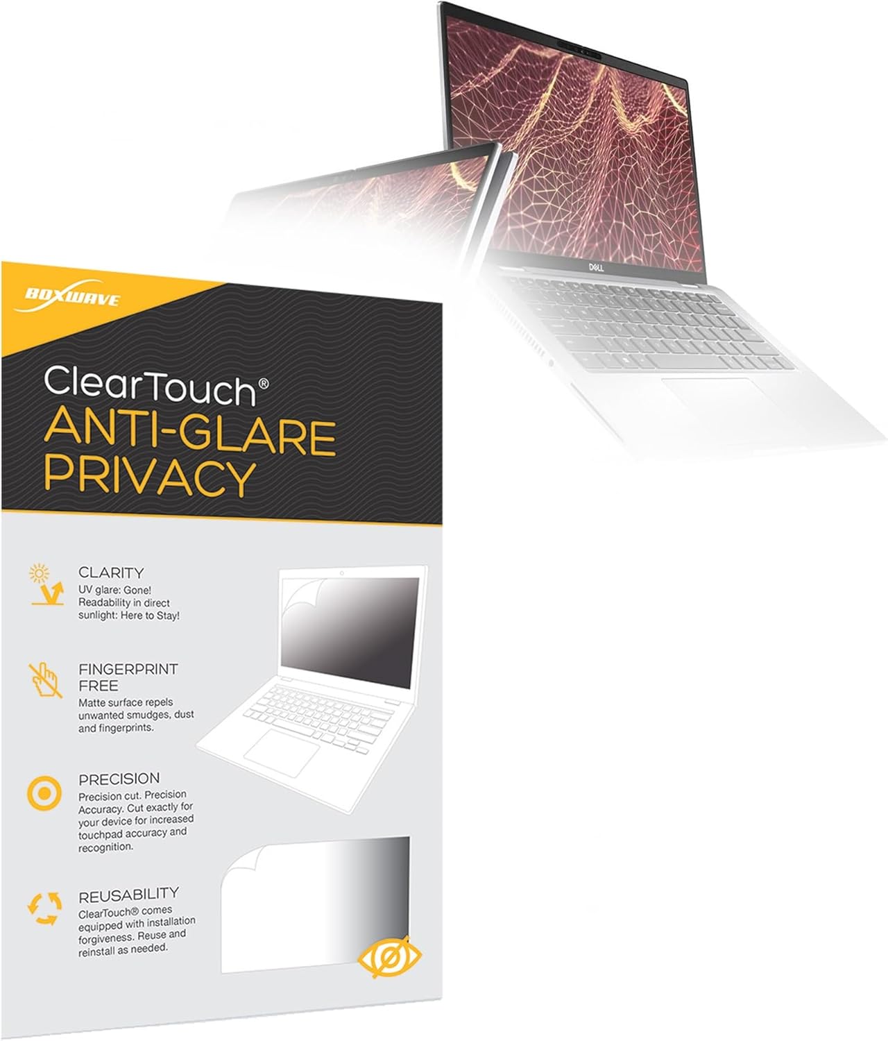 BoxWave Screen Protector Compatible with Dell Latitude 7430 2-in-1 - ClearTouch Anti-Glare Privacy (2-Pack), Privacy Screen Protector Flexible Film Anti-Glare