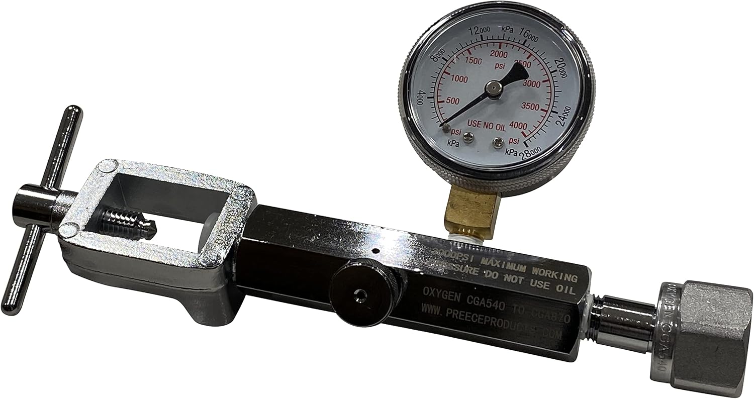 Oxygen Transfill Transfiller Adaptor CGA540 to CGA870 with Bleed Valve Medical Dental Aviation