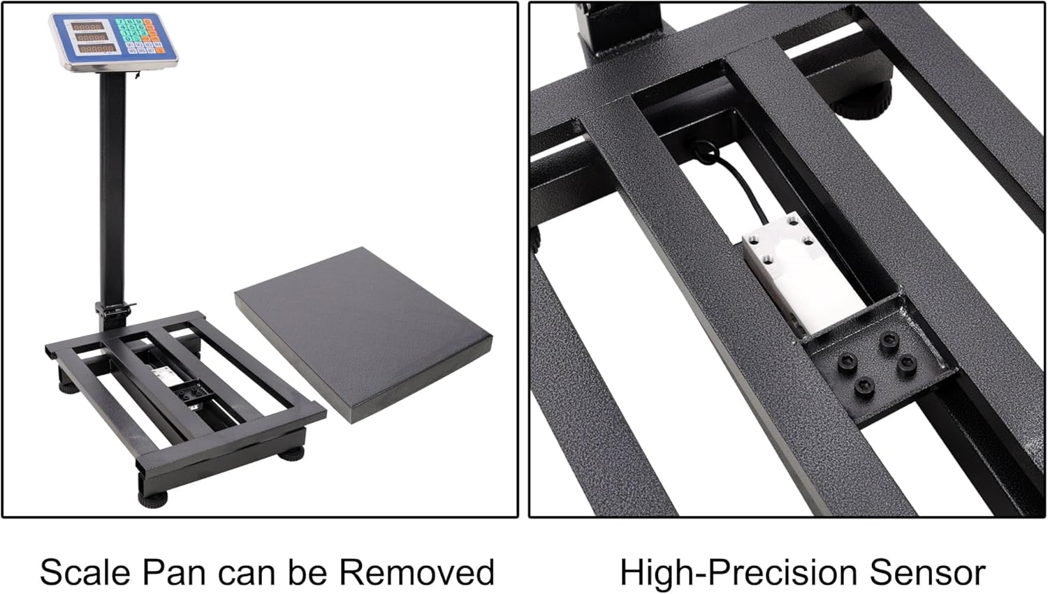 660lbs Digital Floor Platform Scale - 0.1lbs Precise, with LB/KG, Tare & Price Calc, Black