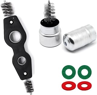 Battery Terminal Cleaner Kit, Battery Terminal Brush & 4 in 1 Copper Tubing Brush & 2pcs Anti-Corrosion Fiber Washers (Black)