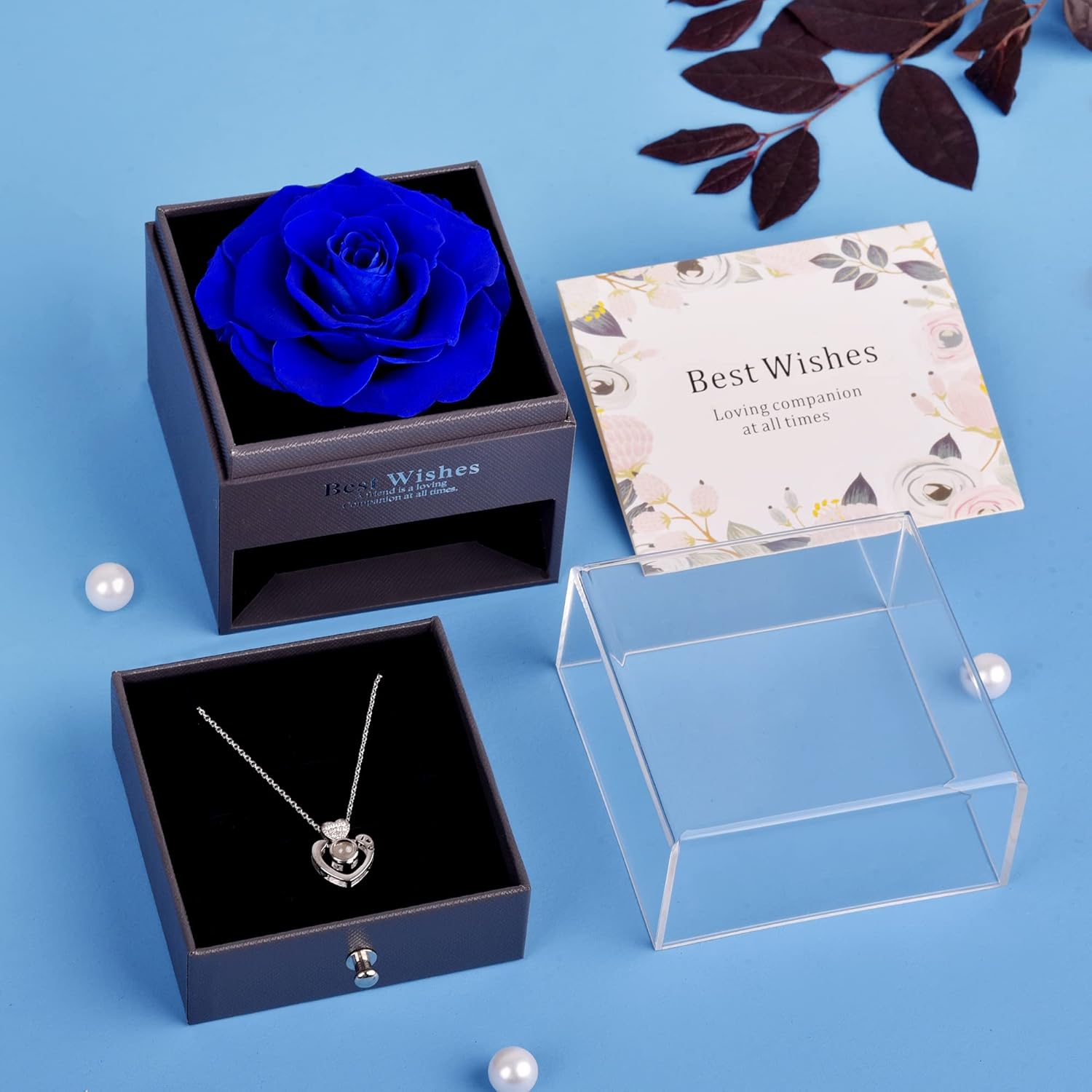 Miniatura 2 de Preserved Rose with I Love You Necklace in 100 Languages Romantic Gifts For Dating ValentineS Day MotherS Day Christmas Anniversary Birthday