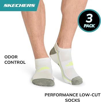 Skechers Men's 3-pack Performance Golf Low Cut Socks, Odor Control & Mesh Ventilation