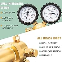 Vista 4 de KAKO Regulador de nitrógeno HVAC con manguera de 60", 0-600PSI, salida de 1/4", entrada CGA580, 0-4000PSI