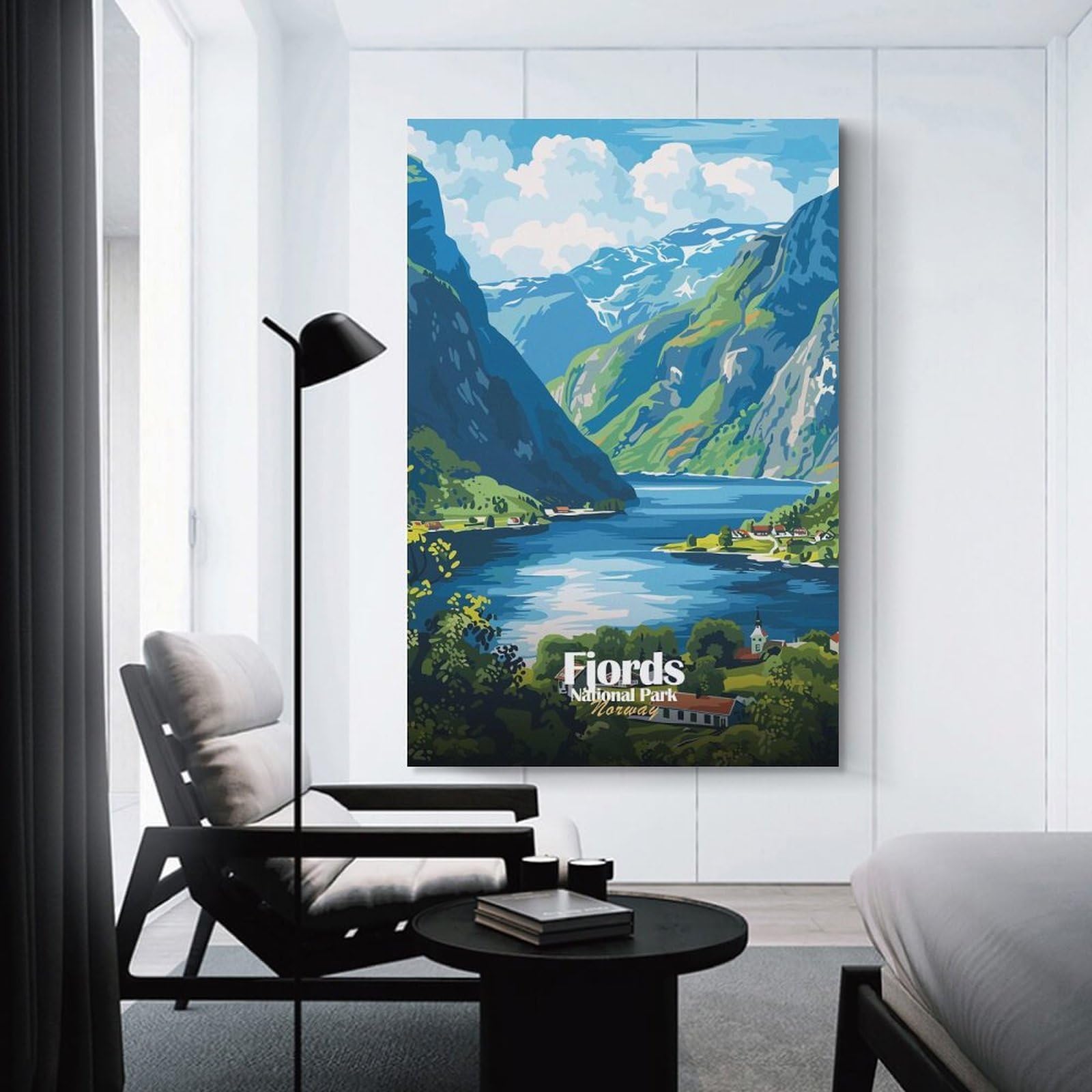 Junmoney Fjords National Park Norway Travel Decorative Canvas Print, 12x18inch(30x45cm), for Hallway, Bedroom Or Modern Interiors, Gift Idea for Housewarming And Birthdays