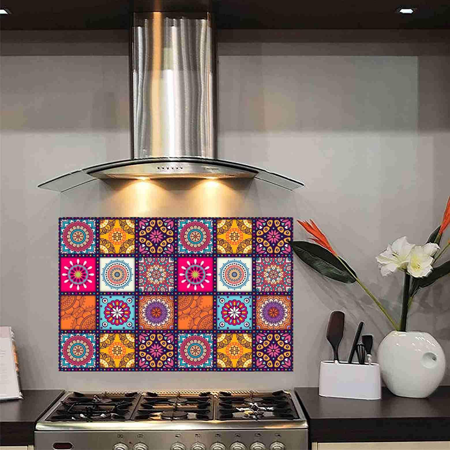 Waterproof Self Adhesive Peel Off Easy Clean Beautiful Kitchen Wall Tiles Sticker Size - 30x18.3inch Material - Vinyl (Pack of 1)