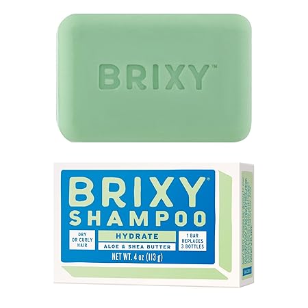 BRIXY Hydrating Shampoo Bar For Dry Or Curly Hair | Aloe, Shea Butter, & Avocado Oil | Ceramide & Niacinamide Support The Moisture Barrier | pH Balanced, Color Safe, Vegan, Plastic Free