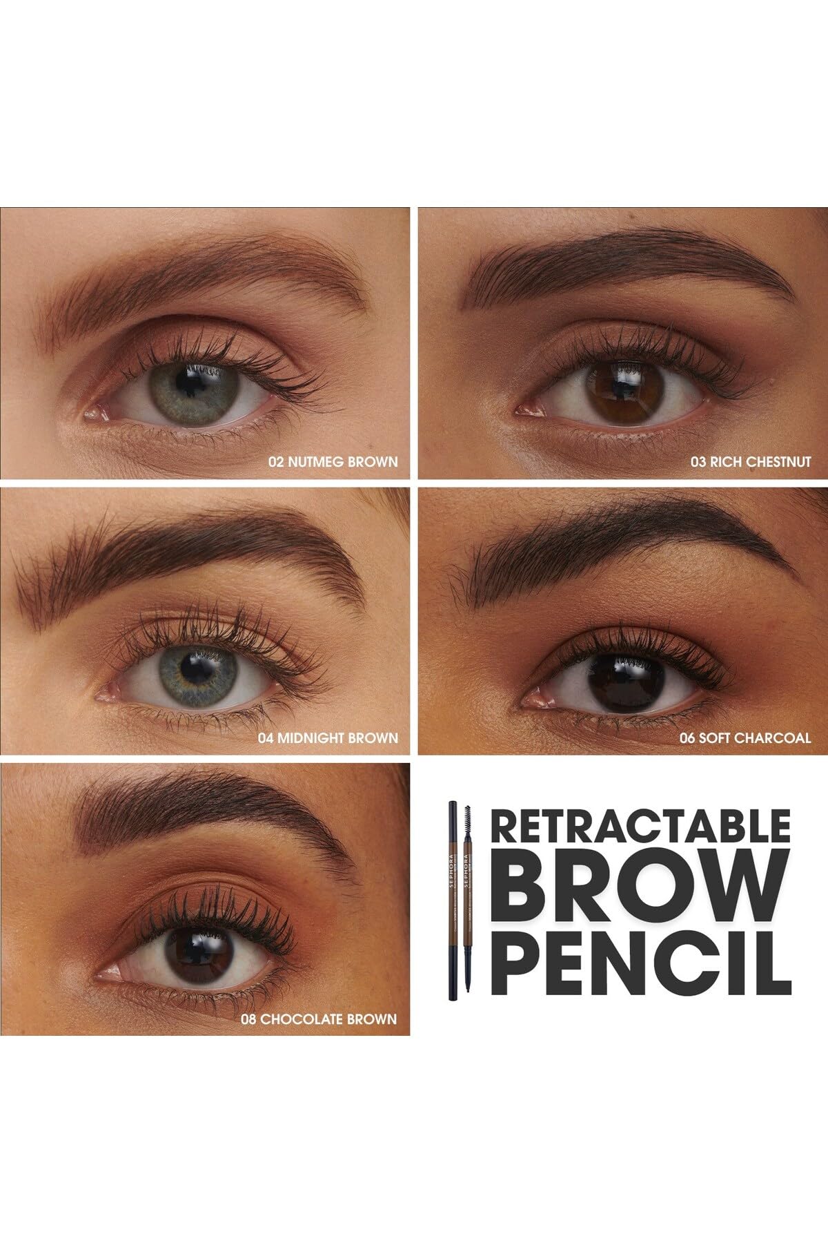 Sephora Geri Çekilebilir Kaş Kalemi - Retractable Brow Pencil 2. Nutmeg Brown (0,08 G)